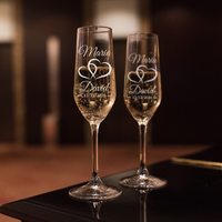 Ensemble de 2 flûtes de grillage de mariage personnalisées, verres de mariée et de marié personnalisés, M. et Mme 1